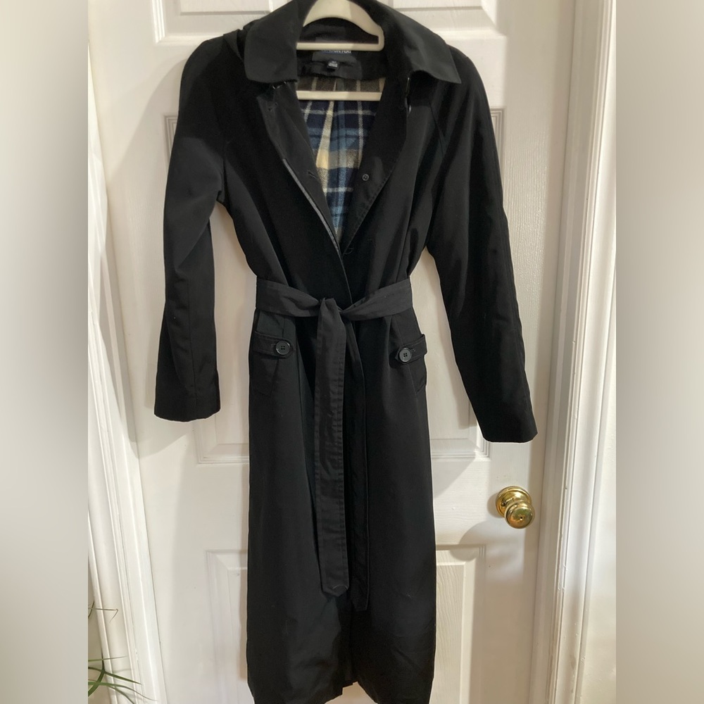 London Fog hooded trench rain coat